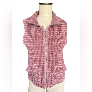Mod-O-Doc Women’s Vintage Mauve Textured Full Zip Collard Cotton Vest Sz 2